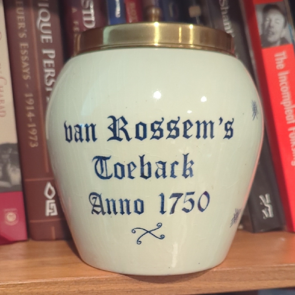 Van Rossem's Toeback Jar with Gold Lid